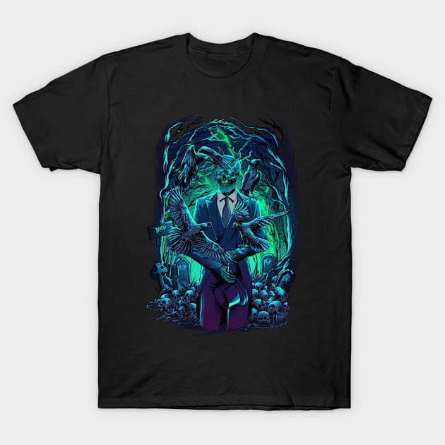 skull crow T-Shirt by iqbalgarint